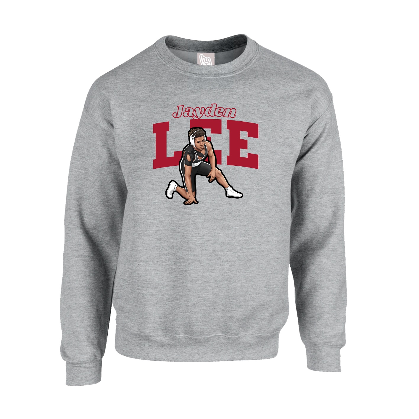 Fleece Crew — Name Arch in Grey