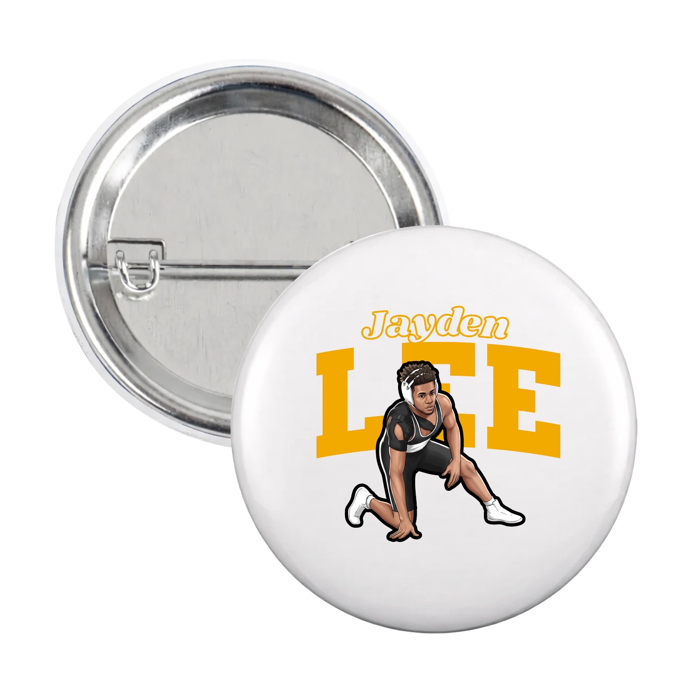 Game Day Button — Name Arch in White