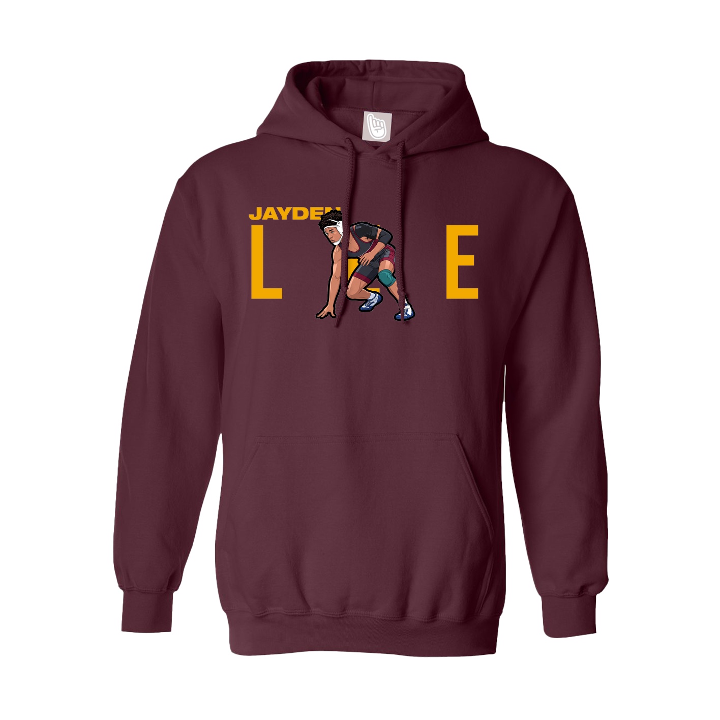 Youth Hoodie — Player Name in Maroon