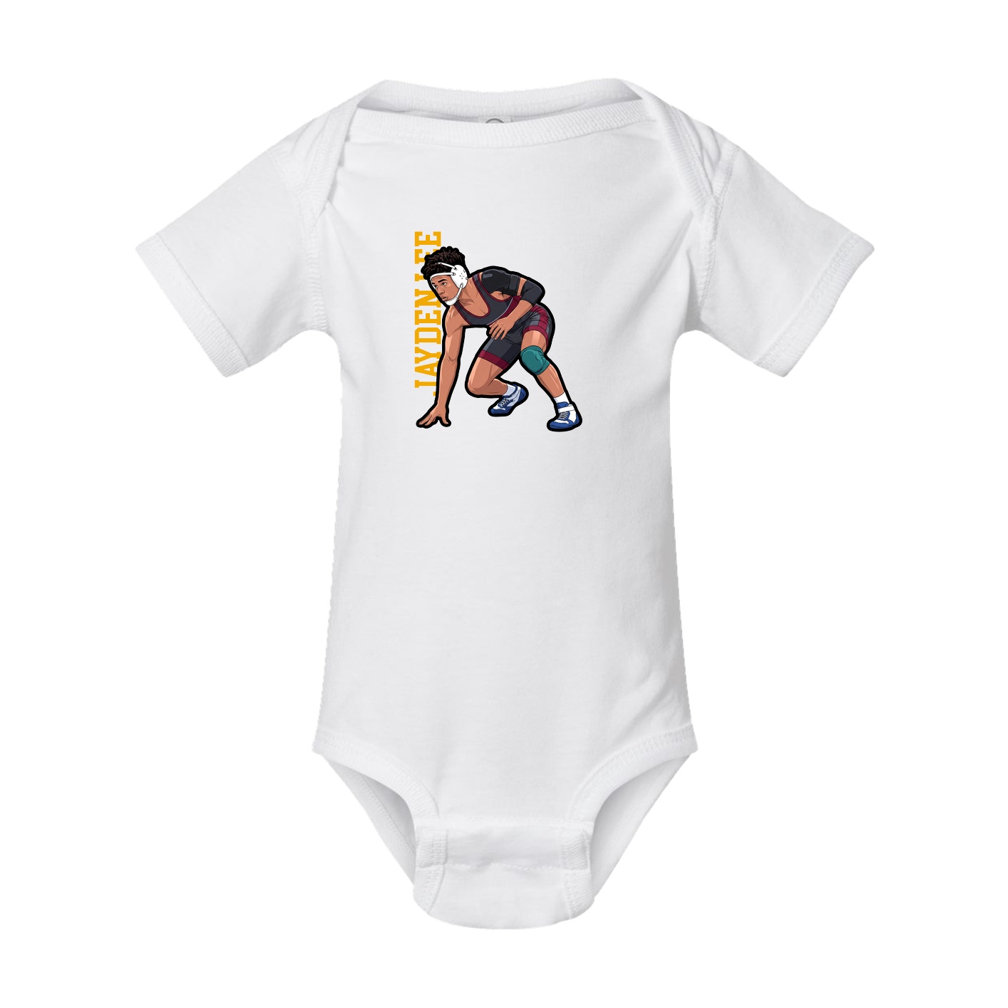 Baby Onesie — Name Vertical in White