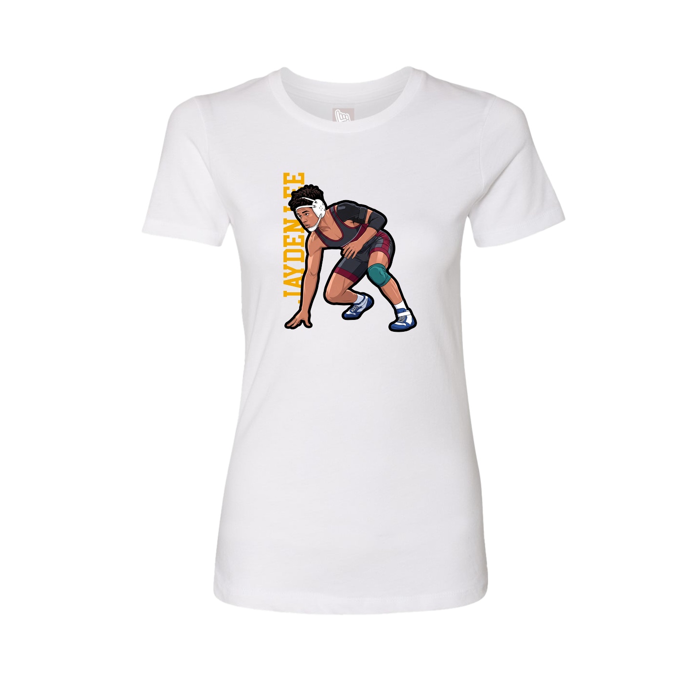 Fitted Women's Tee — Name Vertical in White