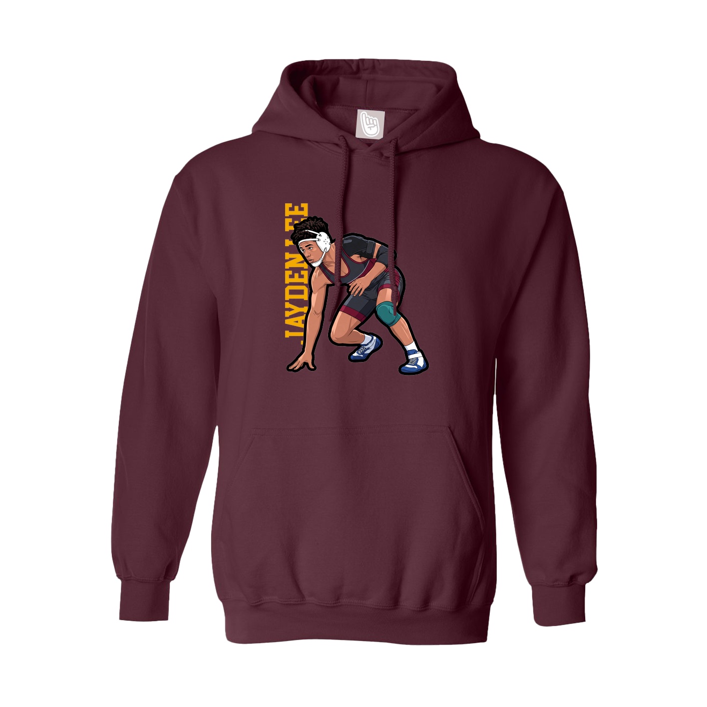 Hoodie — Name Vertical in Maroon
