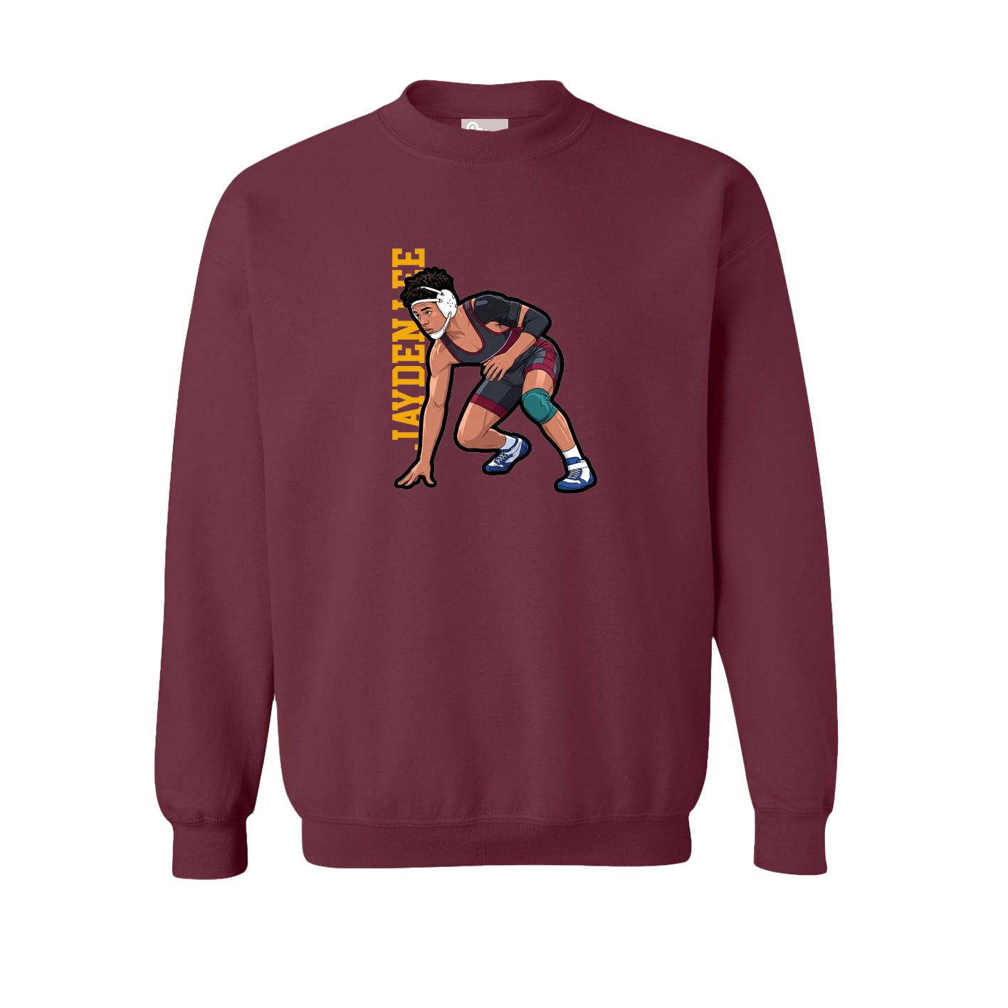 Fleece Crew — Name Vertical in Maroon