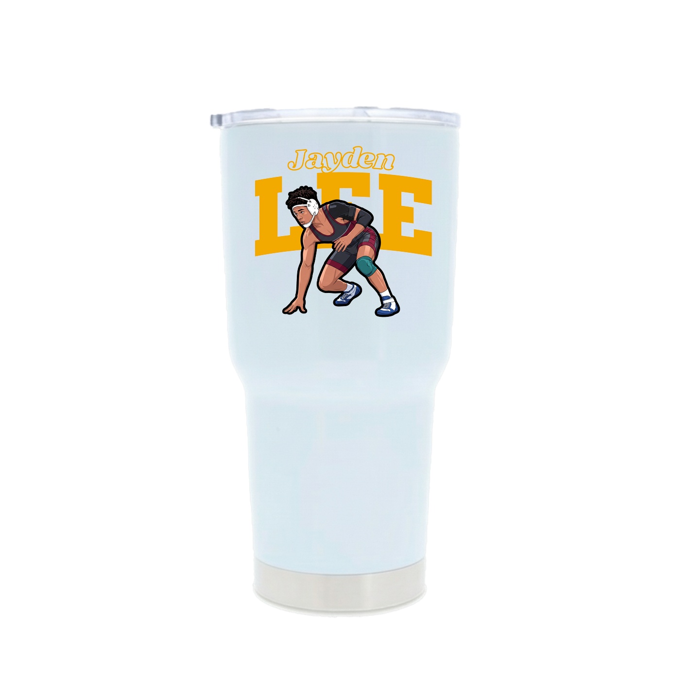 30oz Stainless Steel Tumbler — Name Arch in White
