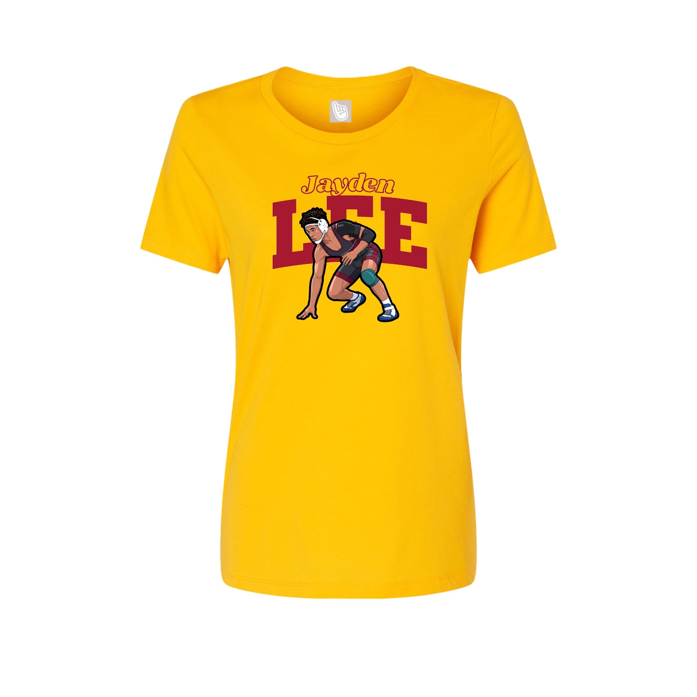 Fitted Women's Tee — Name Arch in Gold