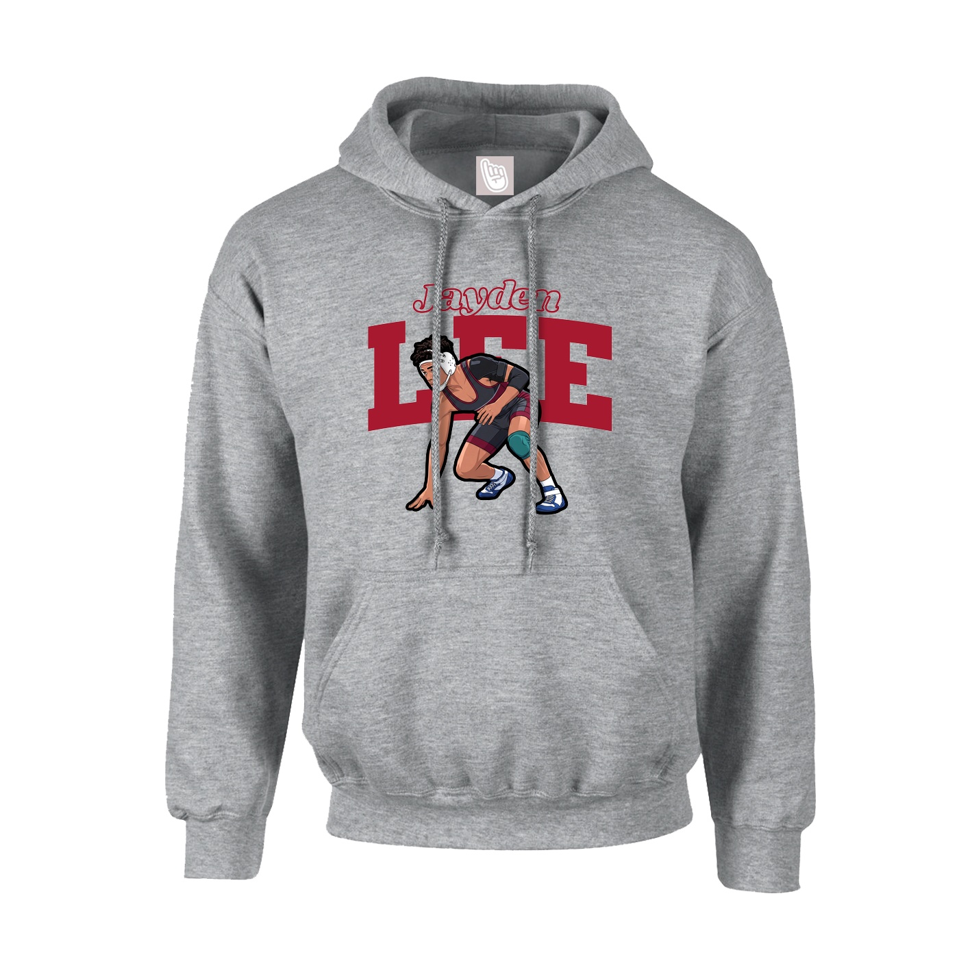 Youth Hoodie — Name Arch in Grey