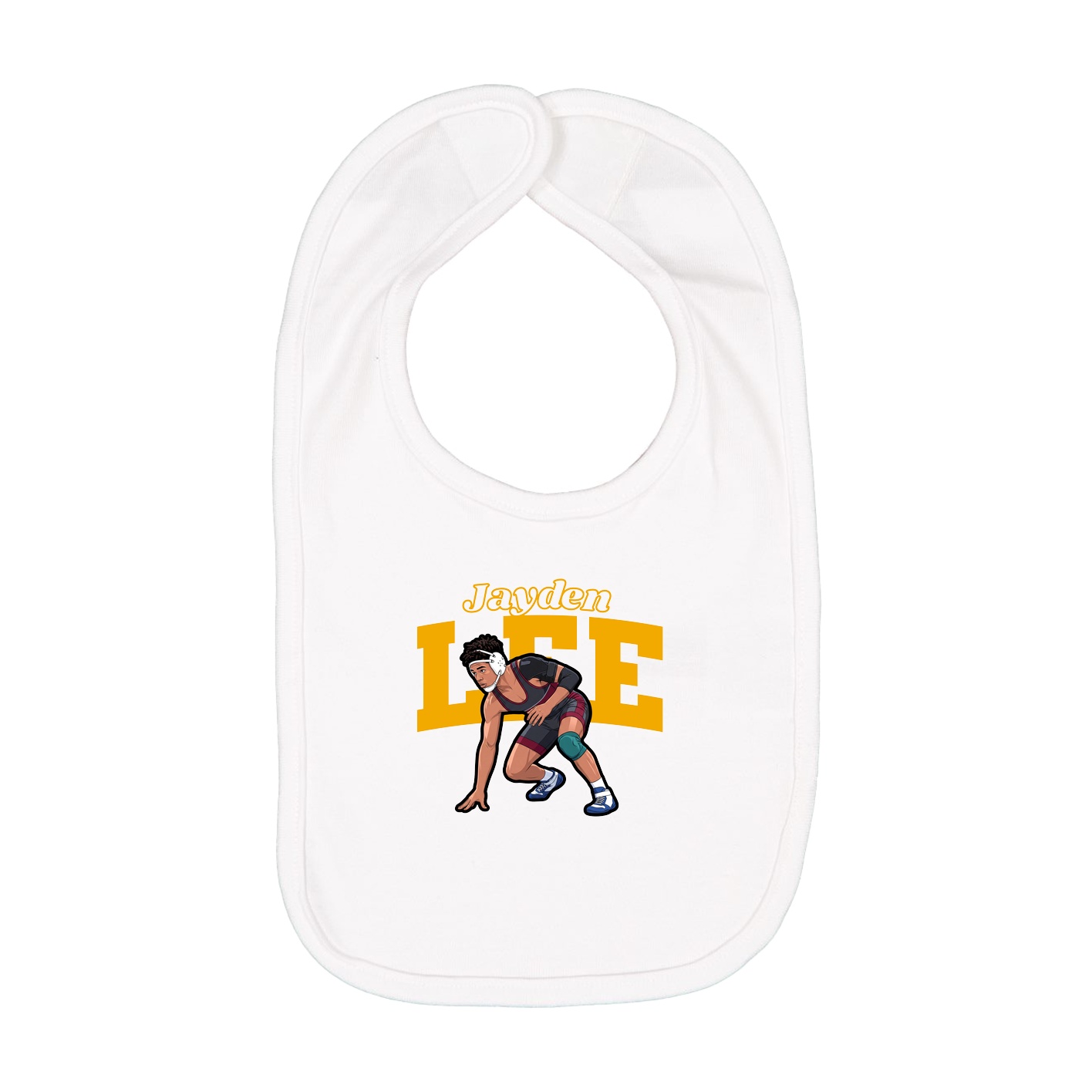 Infant Bib — Name Arch in White