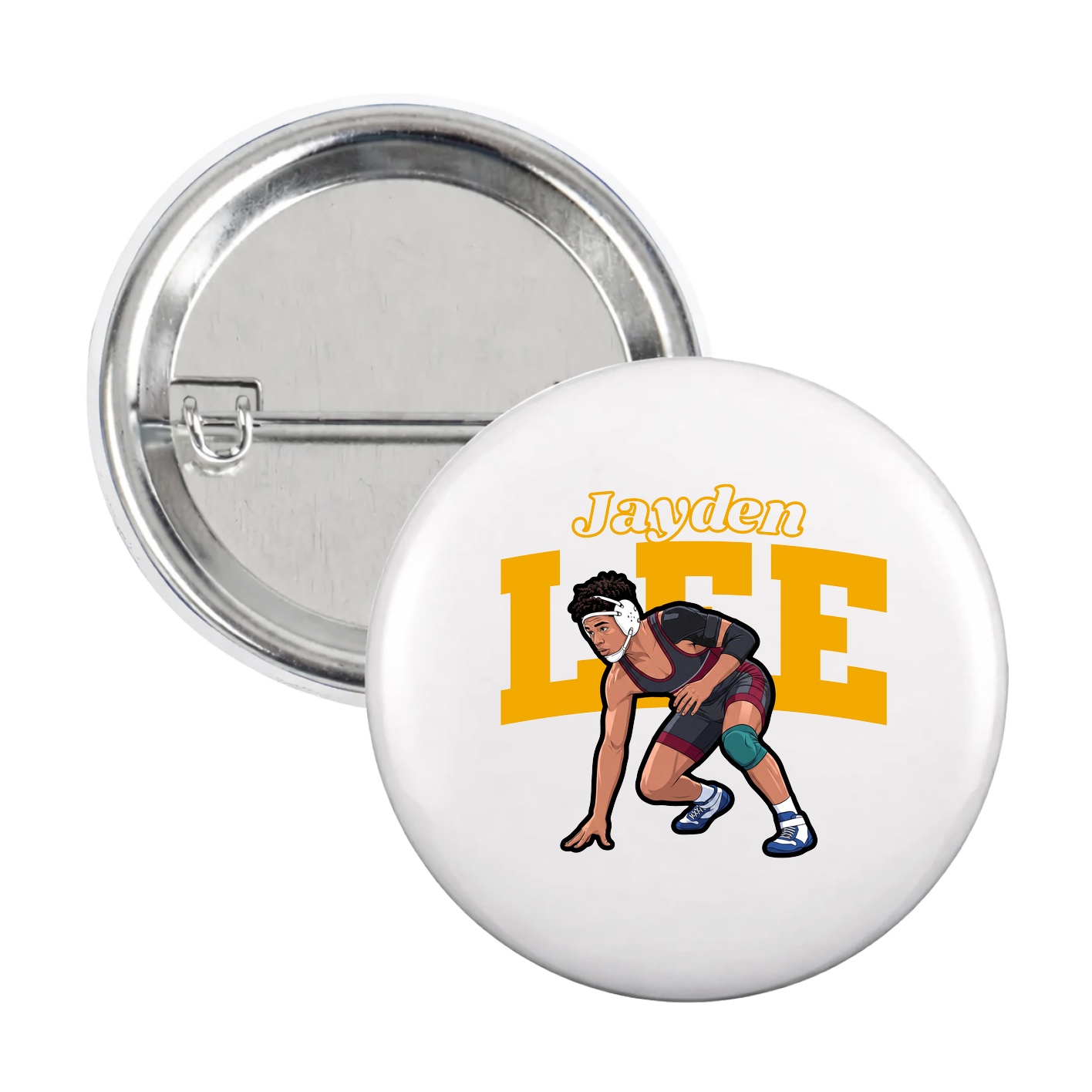 Game Day Button — Name Arch in White