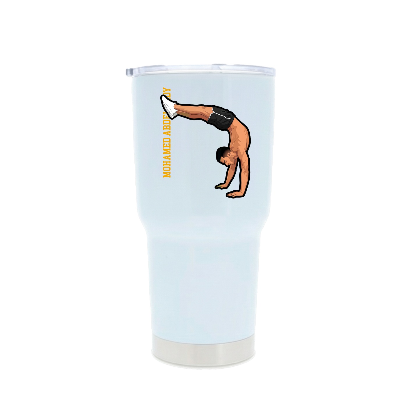30oz Stainless Steel Tumbler — Name Vertical in White