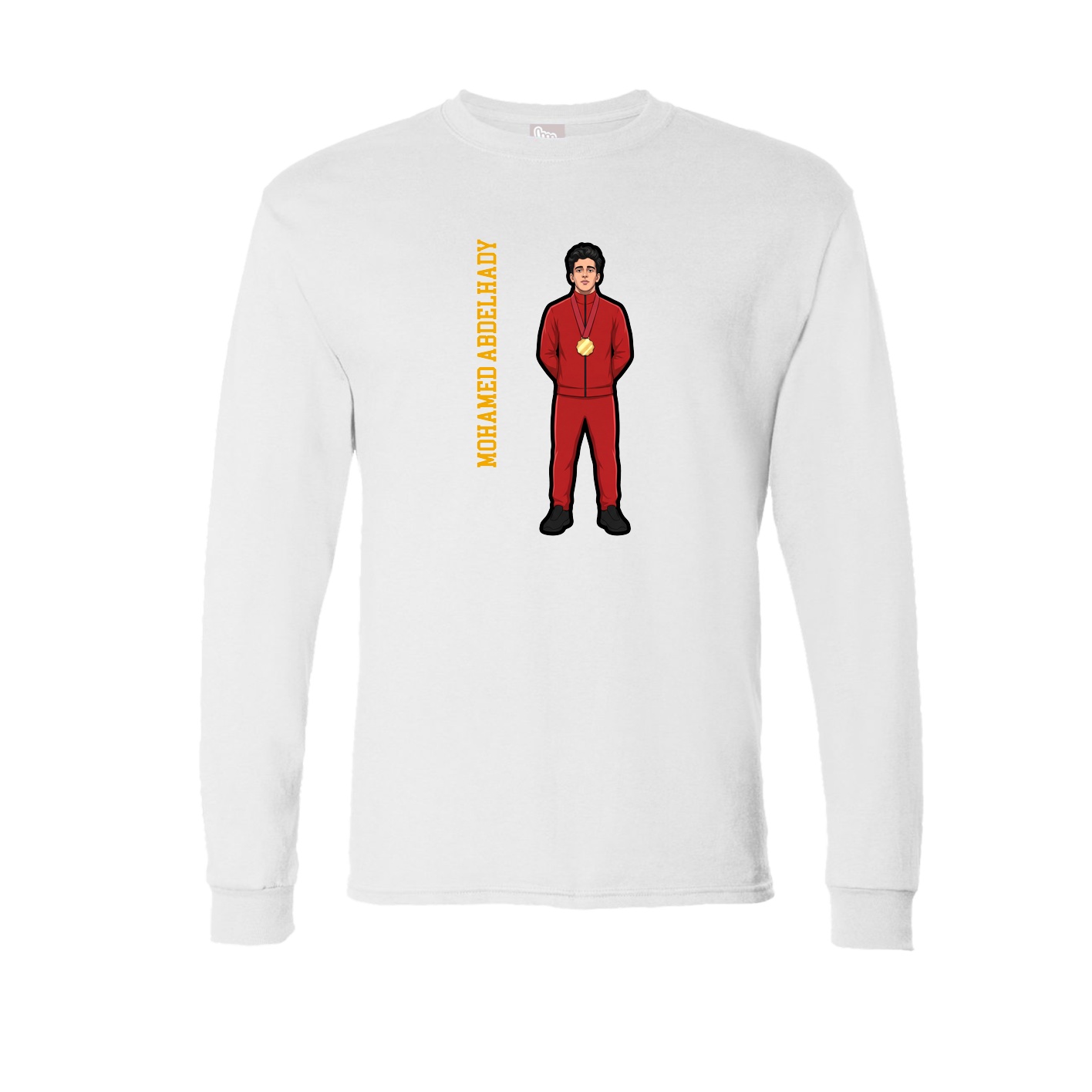 Long Sleeve Tee — Name Vertical in White
