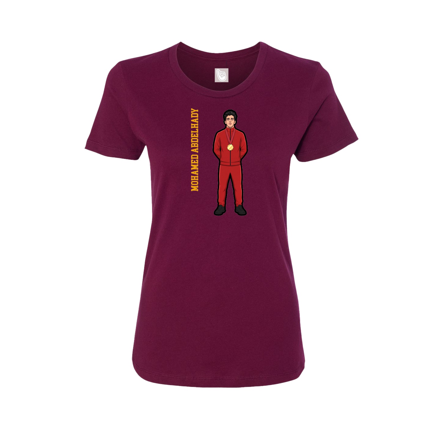 Fitted Women's Tee — Name Vertical in Maroon