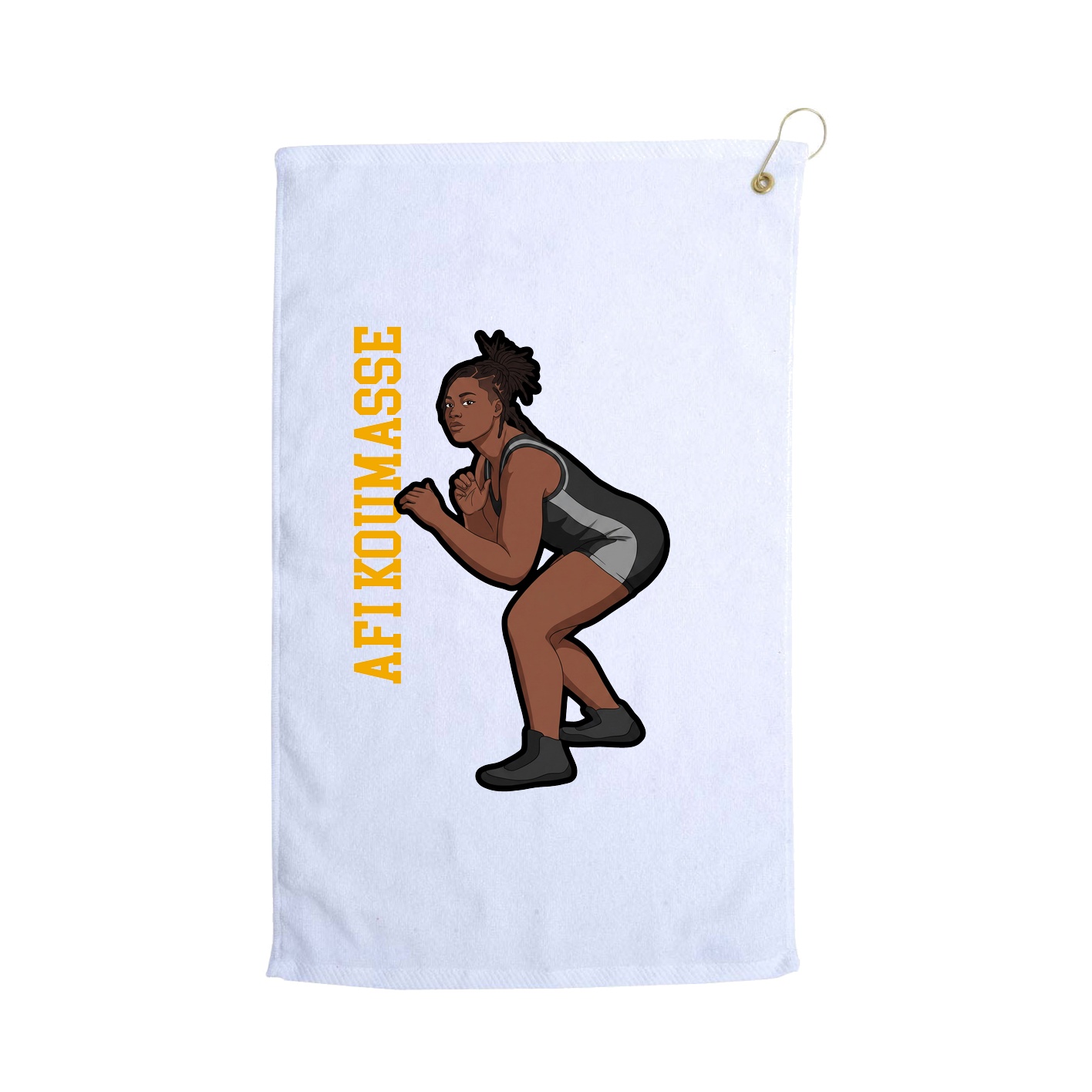 Golf Towel — Name Vertical in White