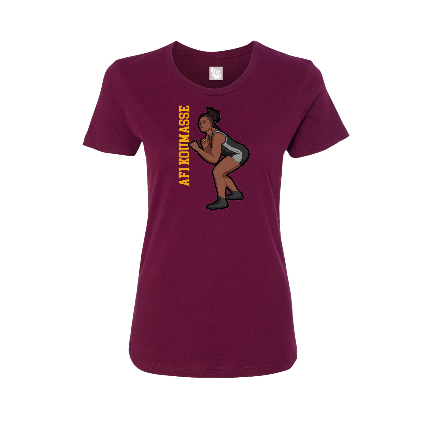 Womens Tee — Name Vertical in Maroon