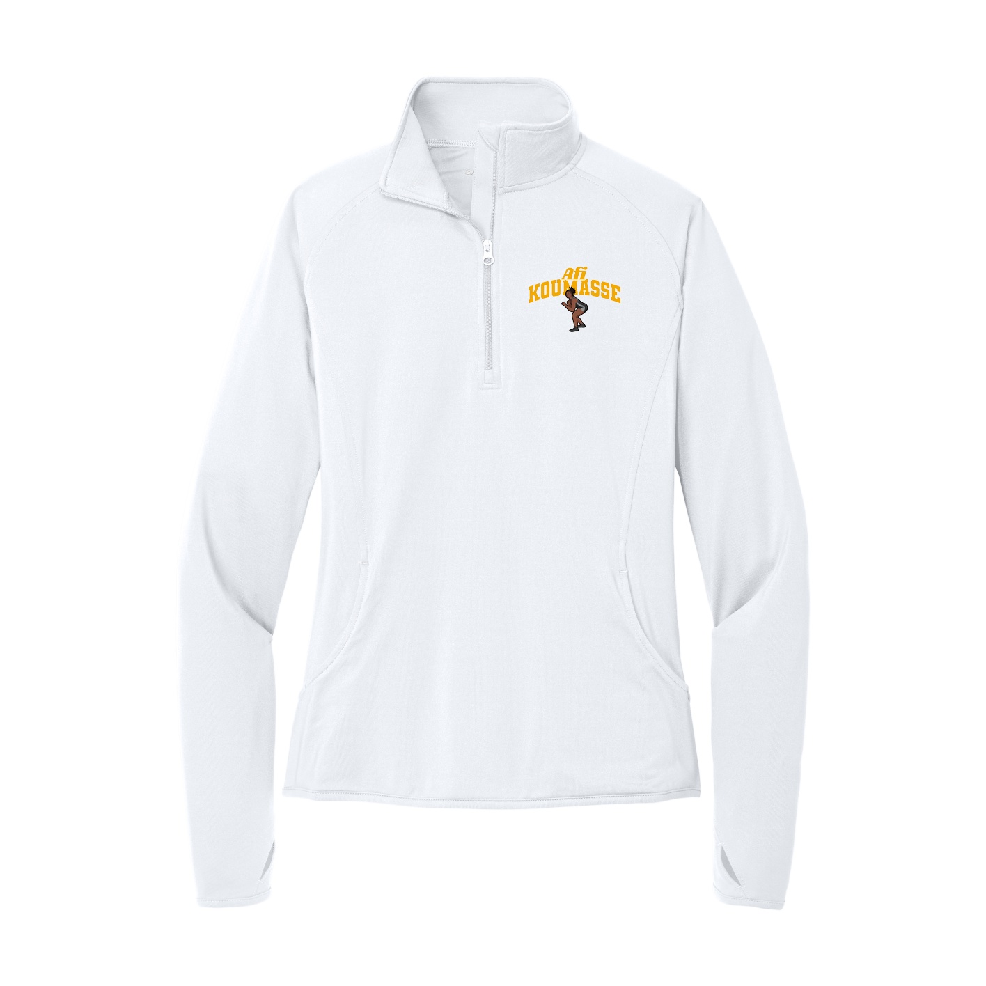 Women's Q-Zip Pullover — Signature Arch in White