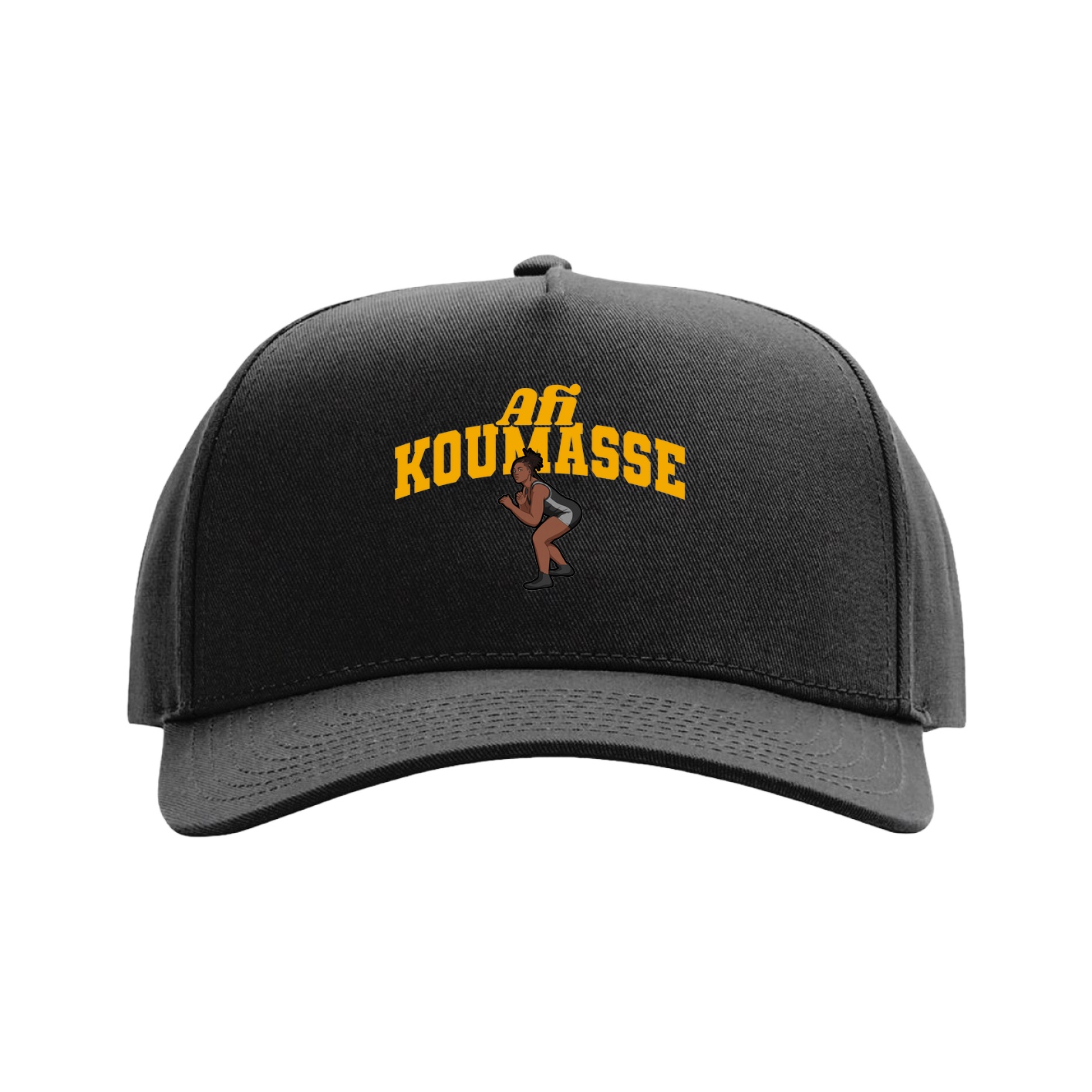 Full Fabric Five-Panel Champ Cap — Signature Arch in Black