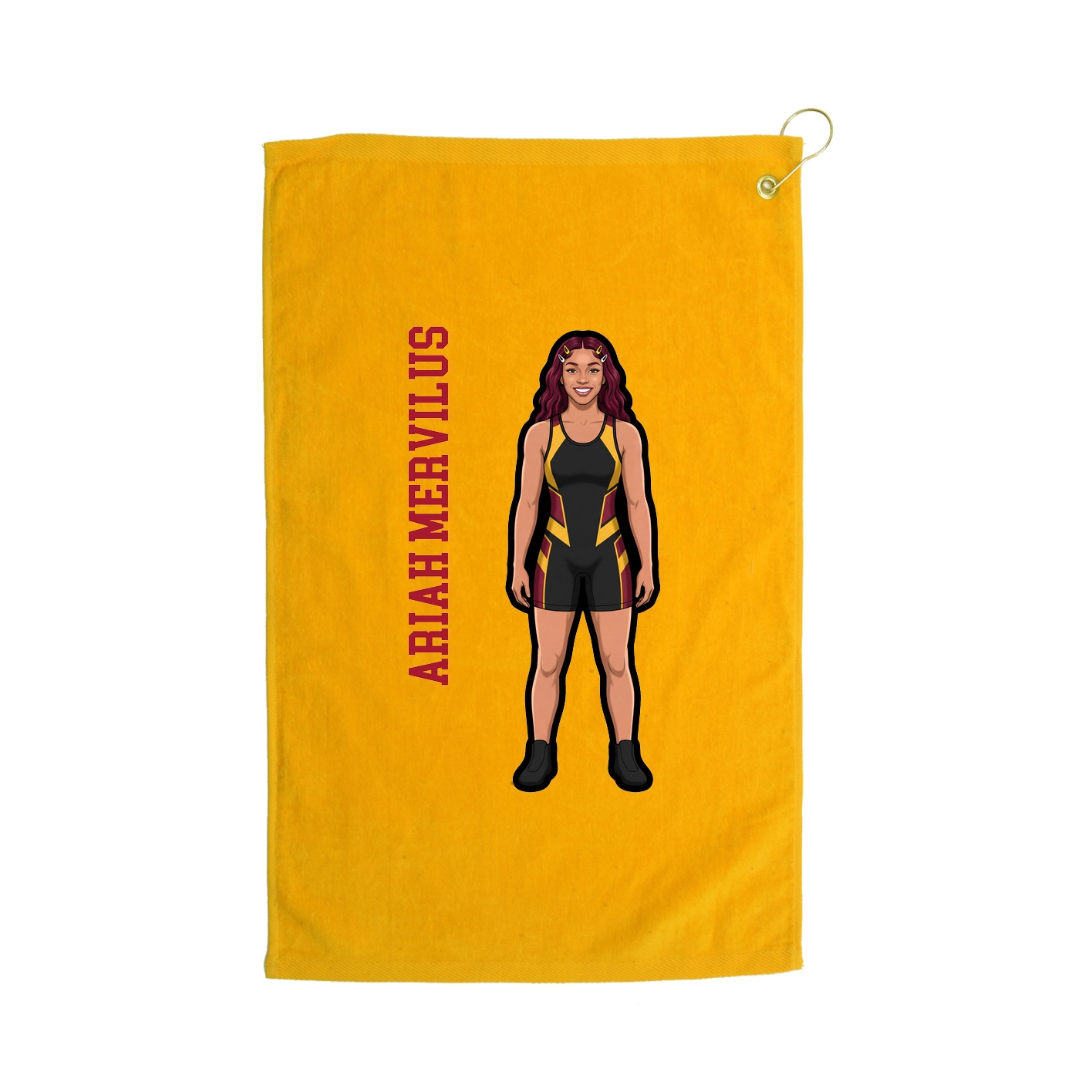 Golf Towel — Name Vertical in Gold