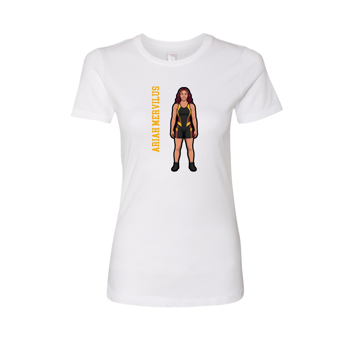 Fitted Women's Tee — Name Vertical in White