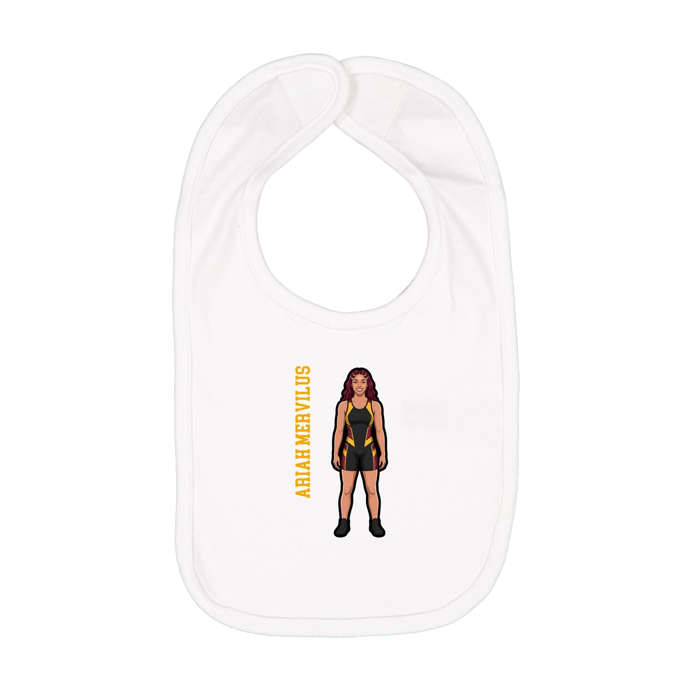 Infant Bib — Name Vertical in White