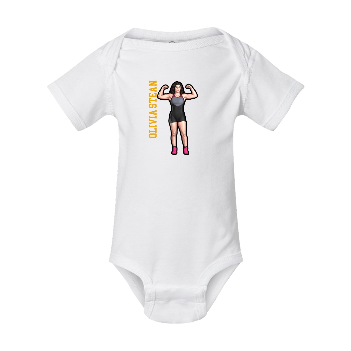 Baby Onesie — Name Vertical in White