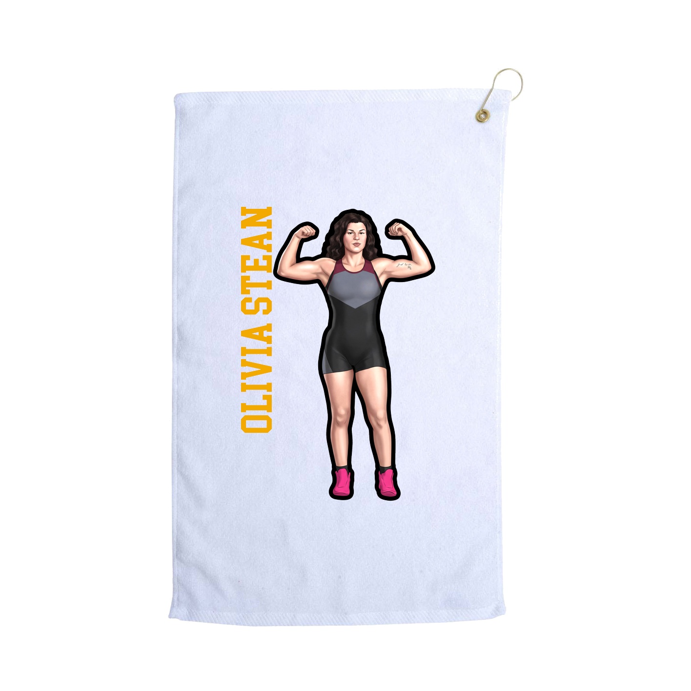 Golf Towel — Name Vertical in White