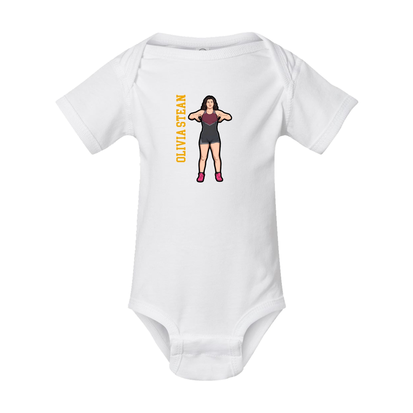Baby Onesie — Name Vertical in White