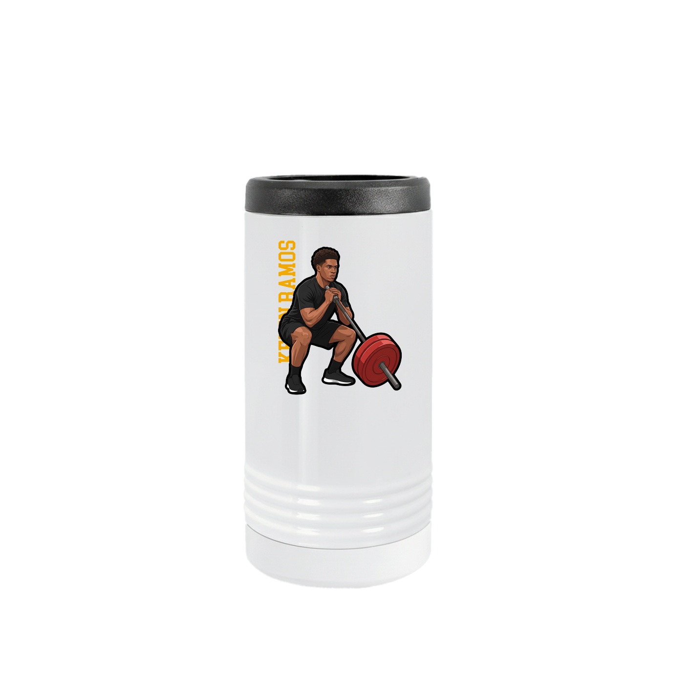 Slim Beverage Holder — Name Vertical in White