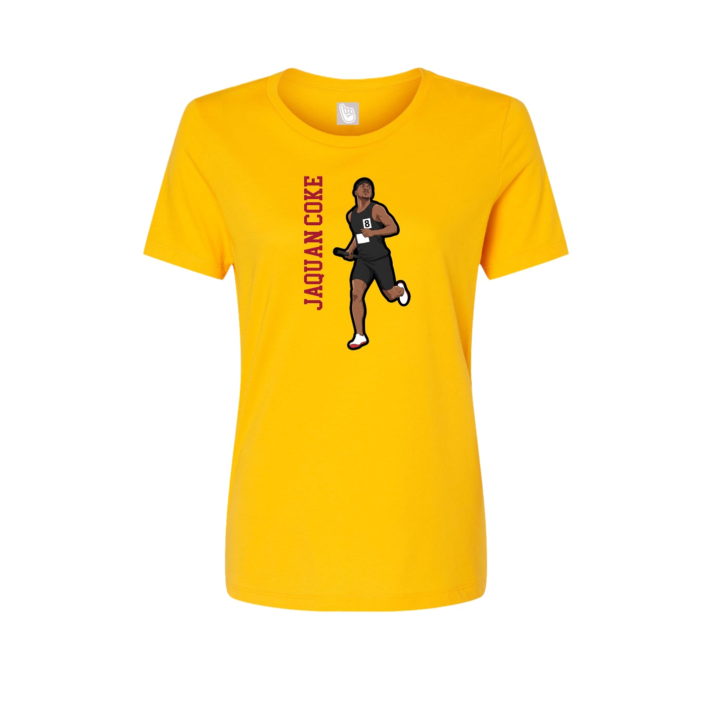 Fitted Women's Tee — Name Vertical in Gold