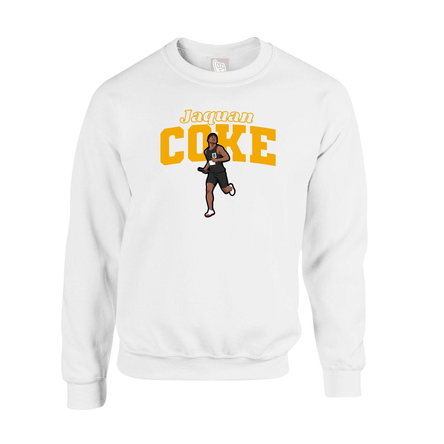Fleece Crew — Name Arch in White