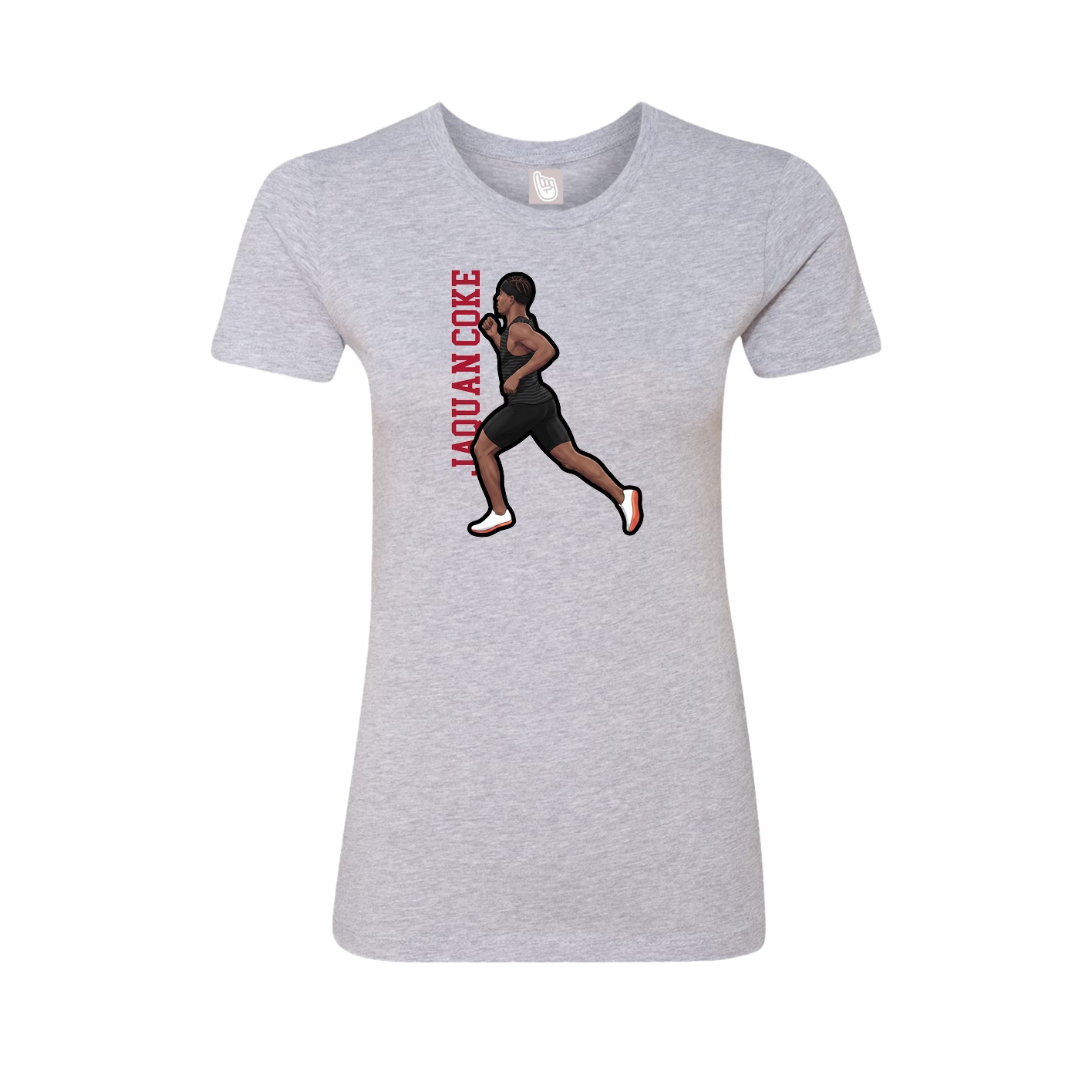 Fitted Women's Tee — Name Vertical in Grey