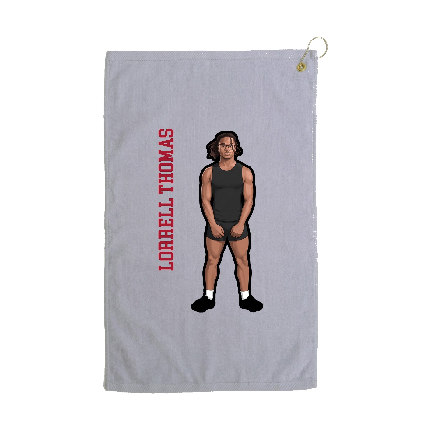 Golf Towel — Name Vertical in Grey