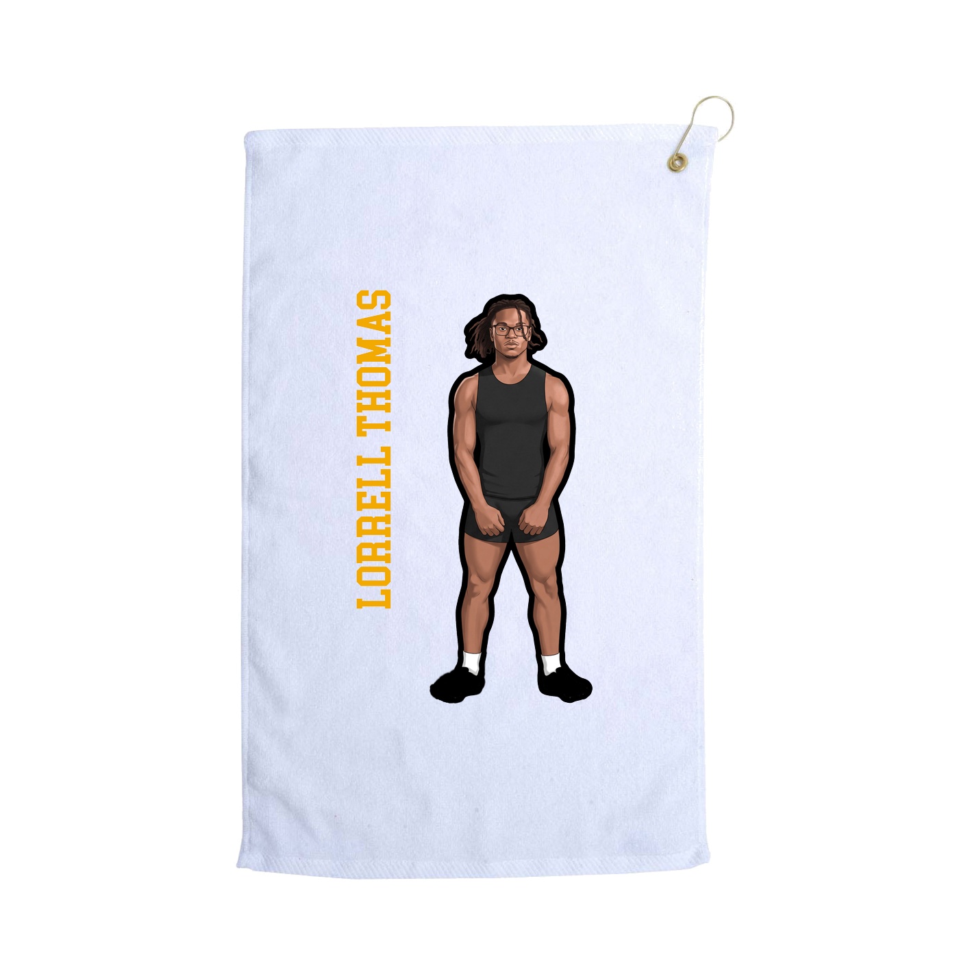 Golf Towel — Name Vertical in White
