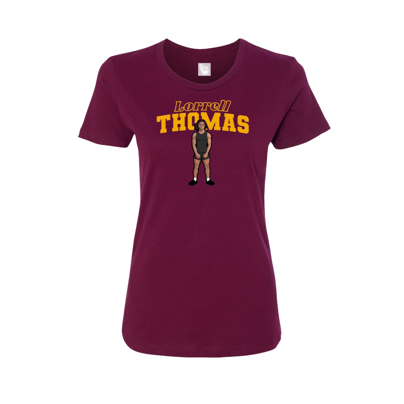 Fitted Women's Tee — Name Arch in Maroon