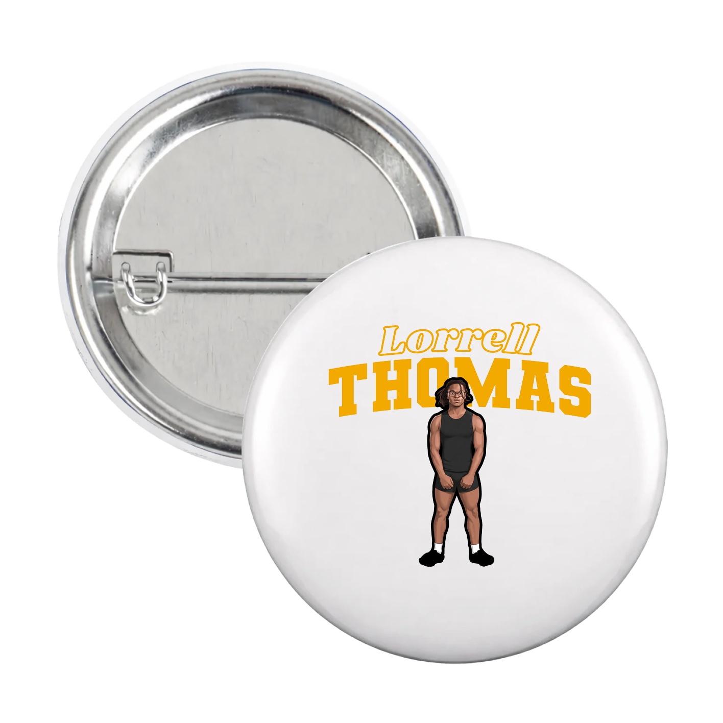 Game Day Button — Name Arch in White