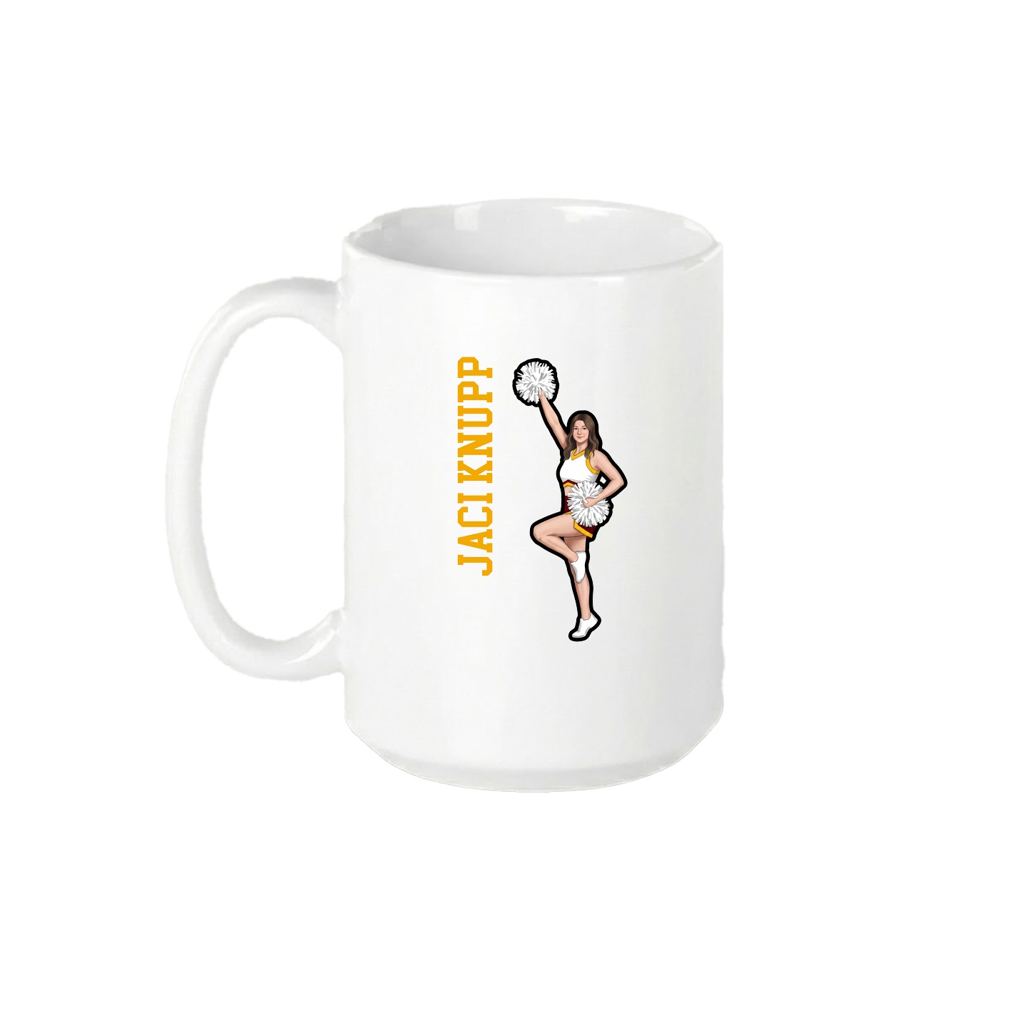 15oz Coffee Mug — Name Vertical in White