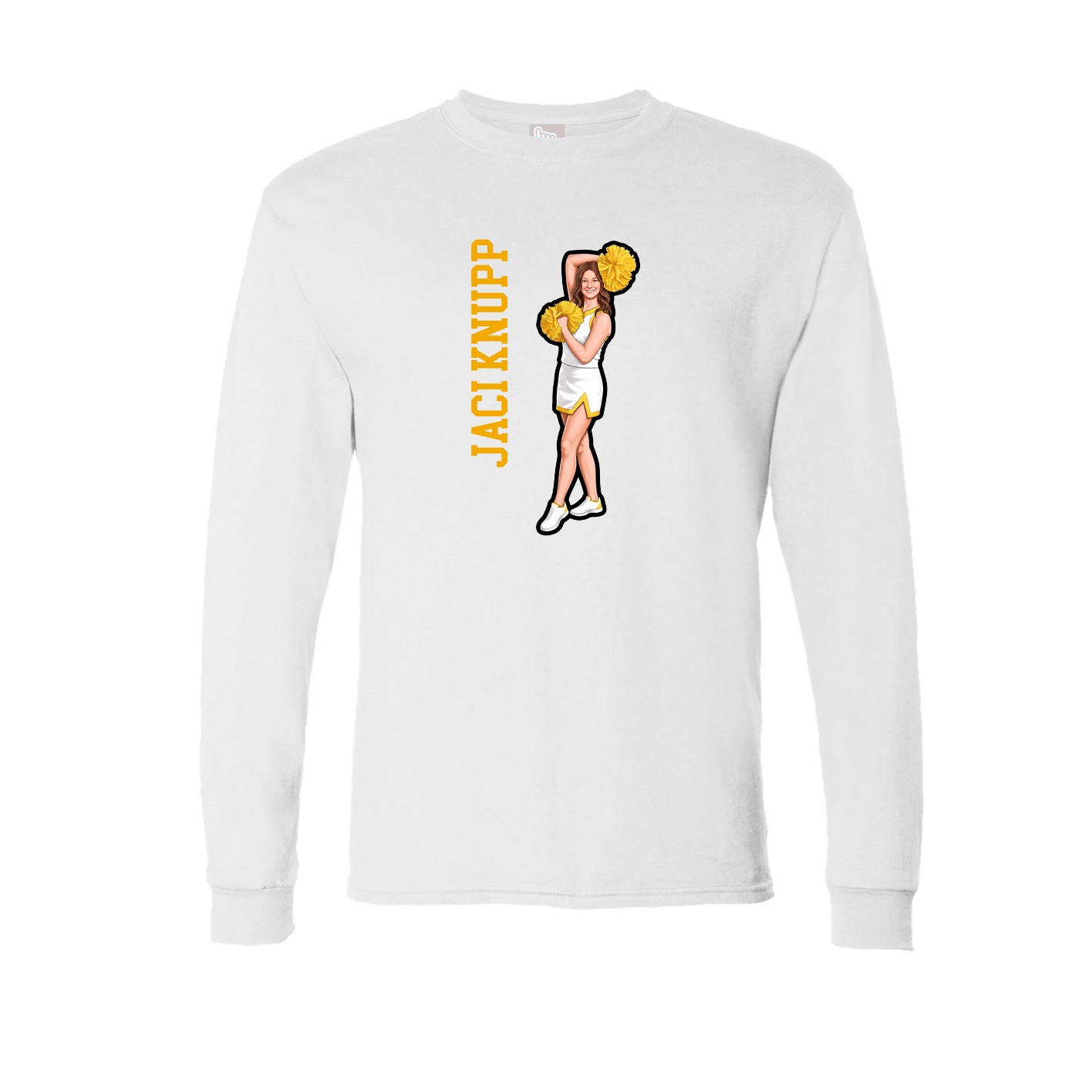 Long Sleeve Tee — Name Vertical in White