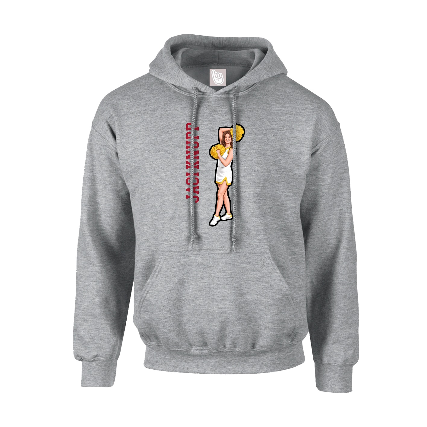 Youth Hoodie — Name Vertical in Grey