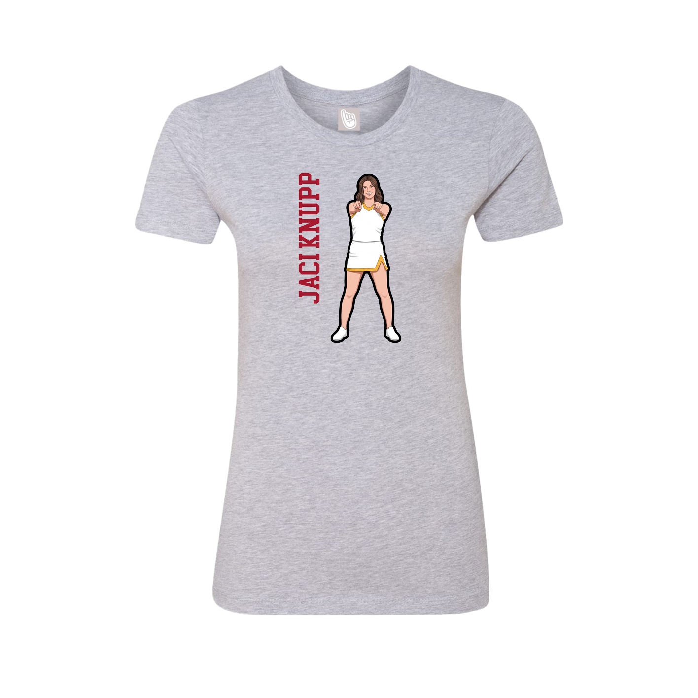Fitted Women's Tee — Name Vertical in Grey