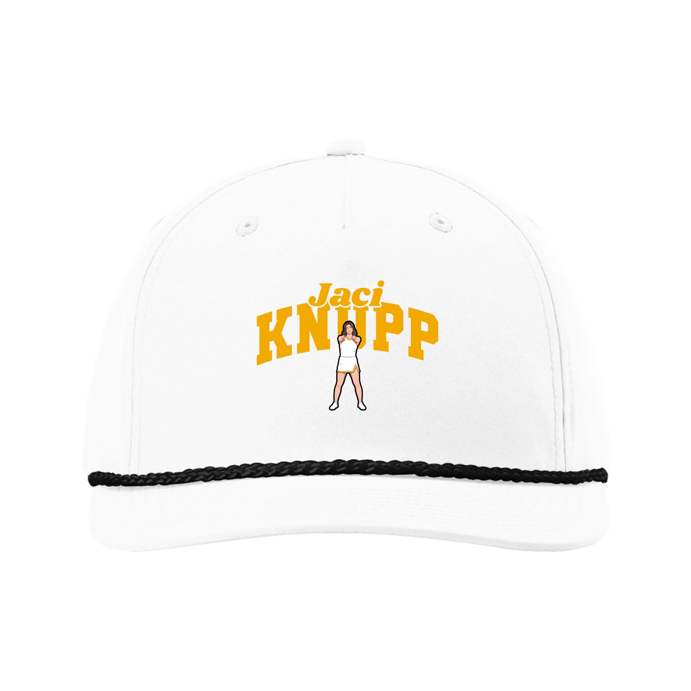 Five-Panel Classic Rope Cap — Signature Arch in White