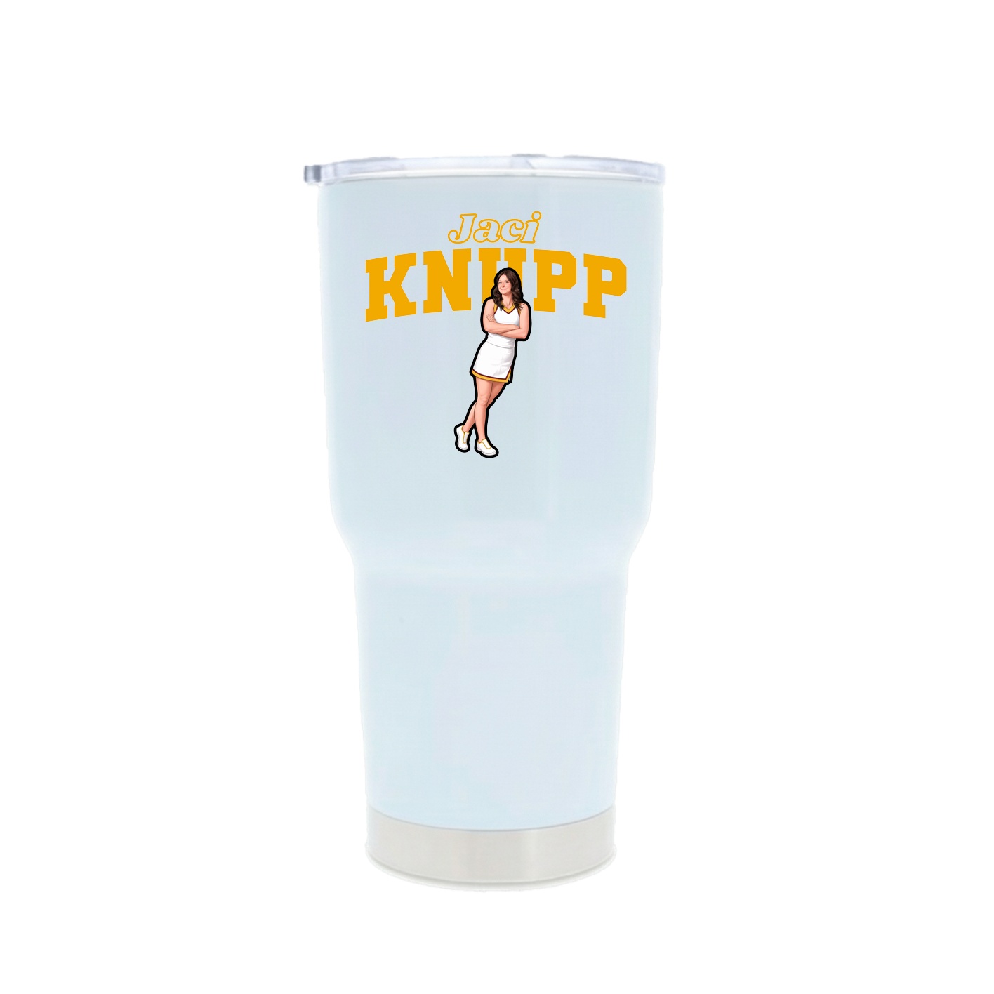 30oz Stainless Steel Tumbler — Name Arch in White