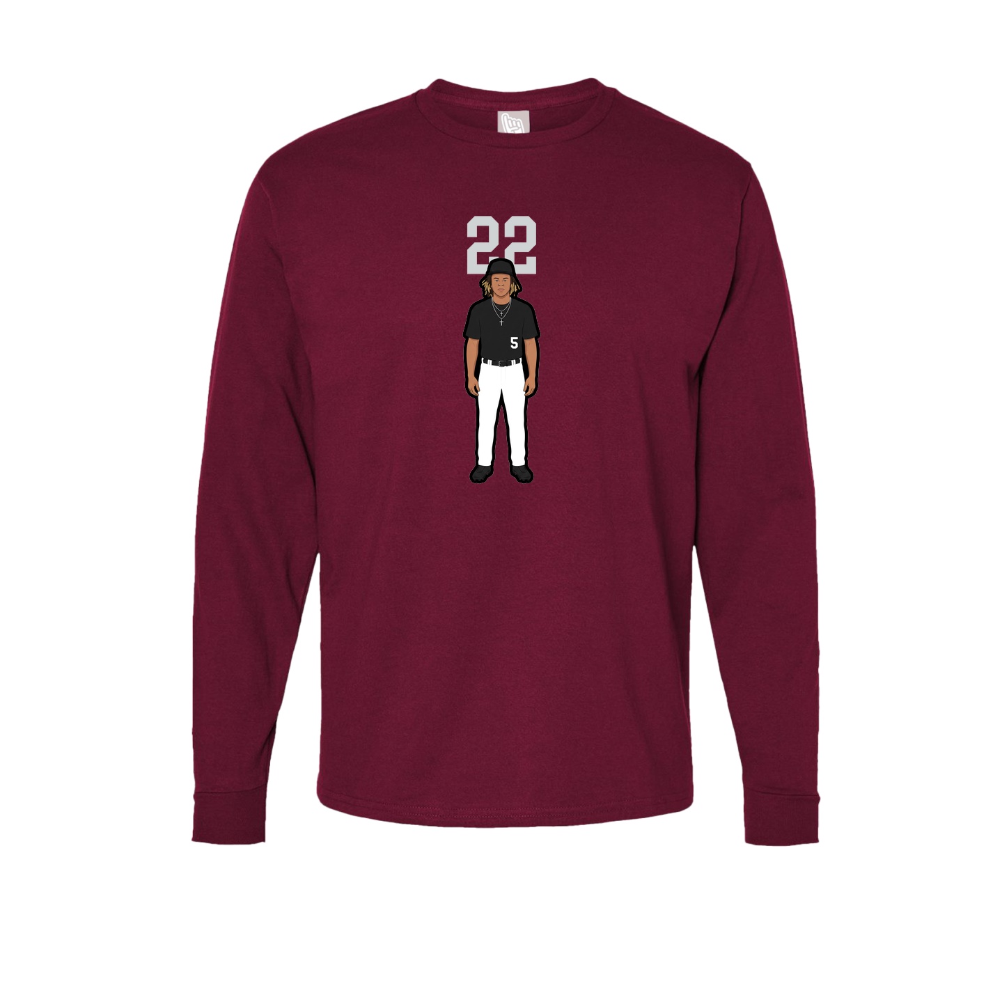 Long Sleeve Tee — Number Top in Cardinal