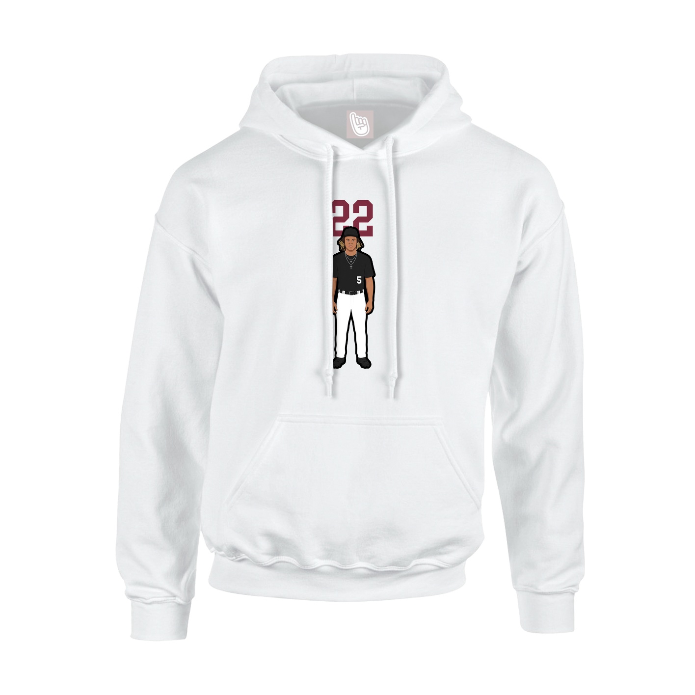 Youth Hoodie — Number Top in White