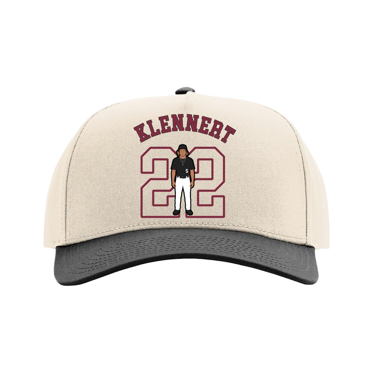 Full Fabric Five-Panel Champ Cap — Shirsey Arch in Cream/Black