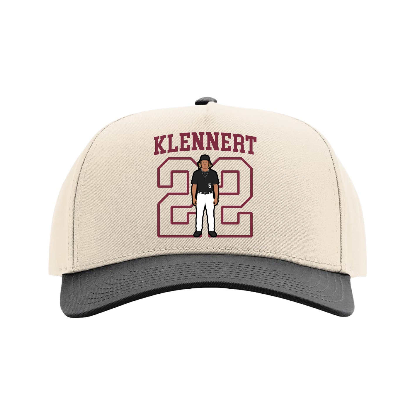 Full Fabric Five-Panel Champ Cap — Shirsey in Cream/Black