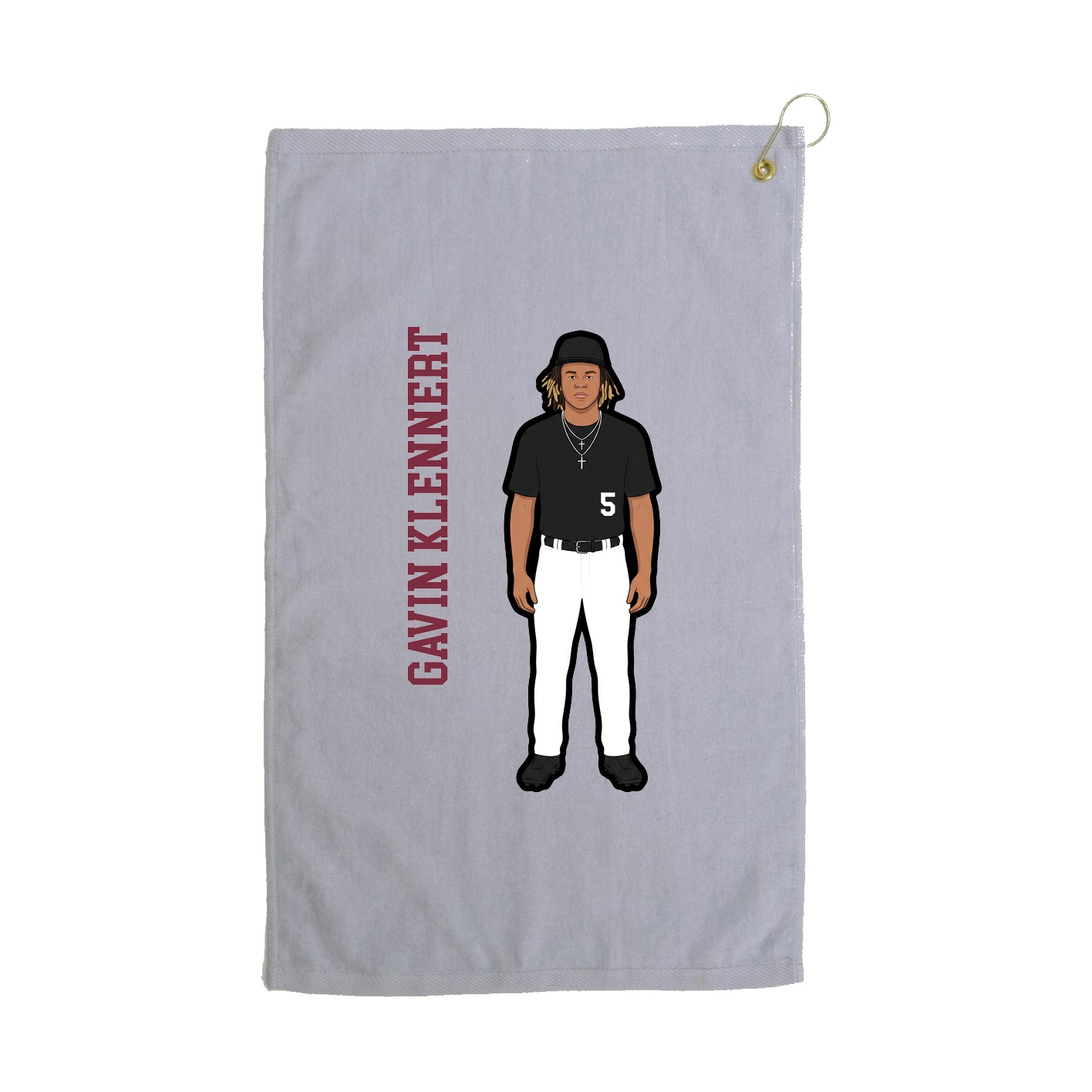 Golf Towel — Name Vertical in Grey