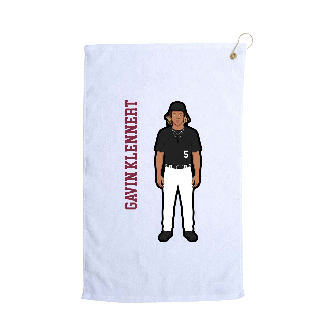 Golf Towel — Name Vertical in White