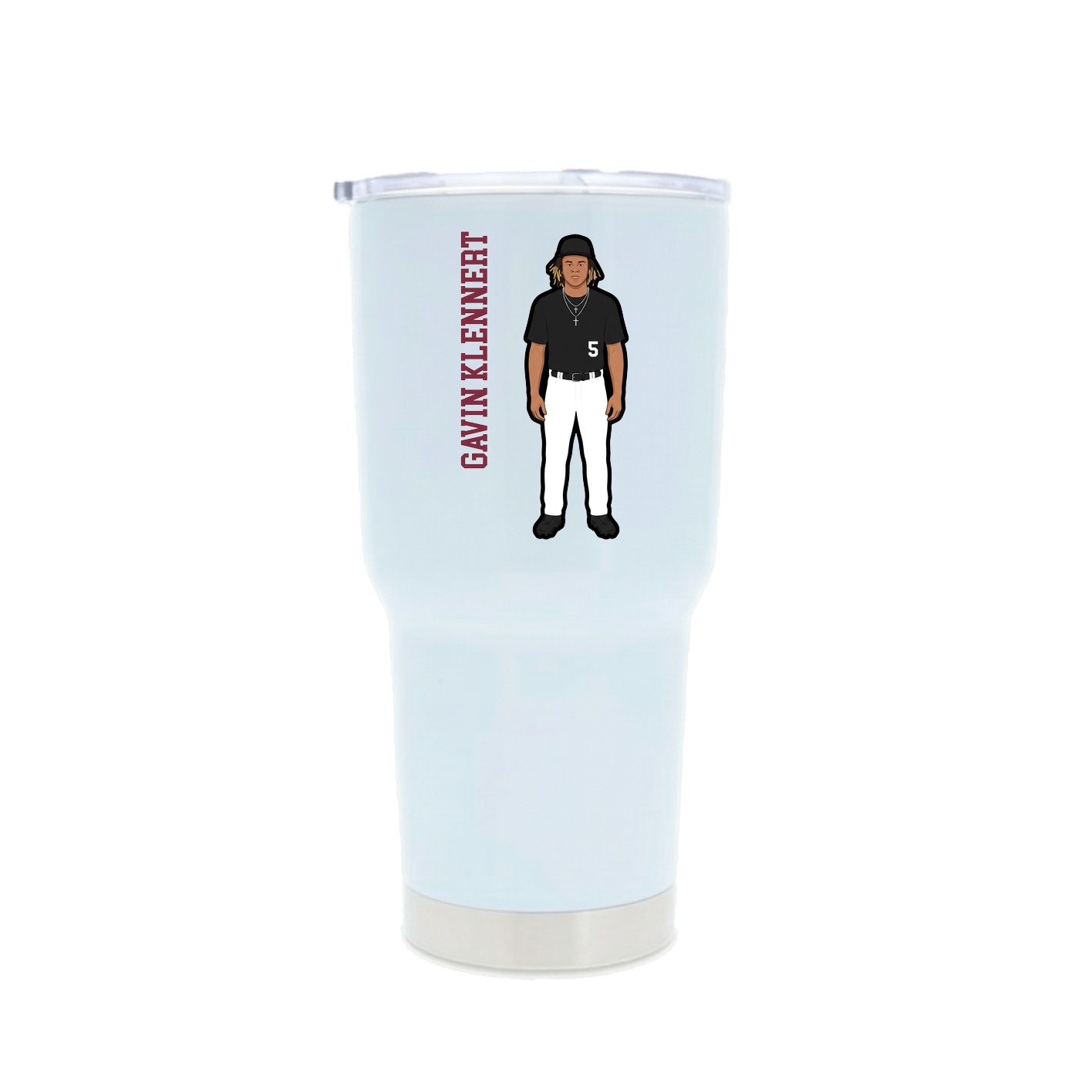 30oz Stainless Steel Tumbler — Name Vertical in White