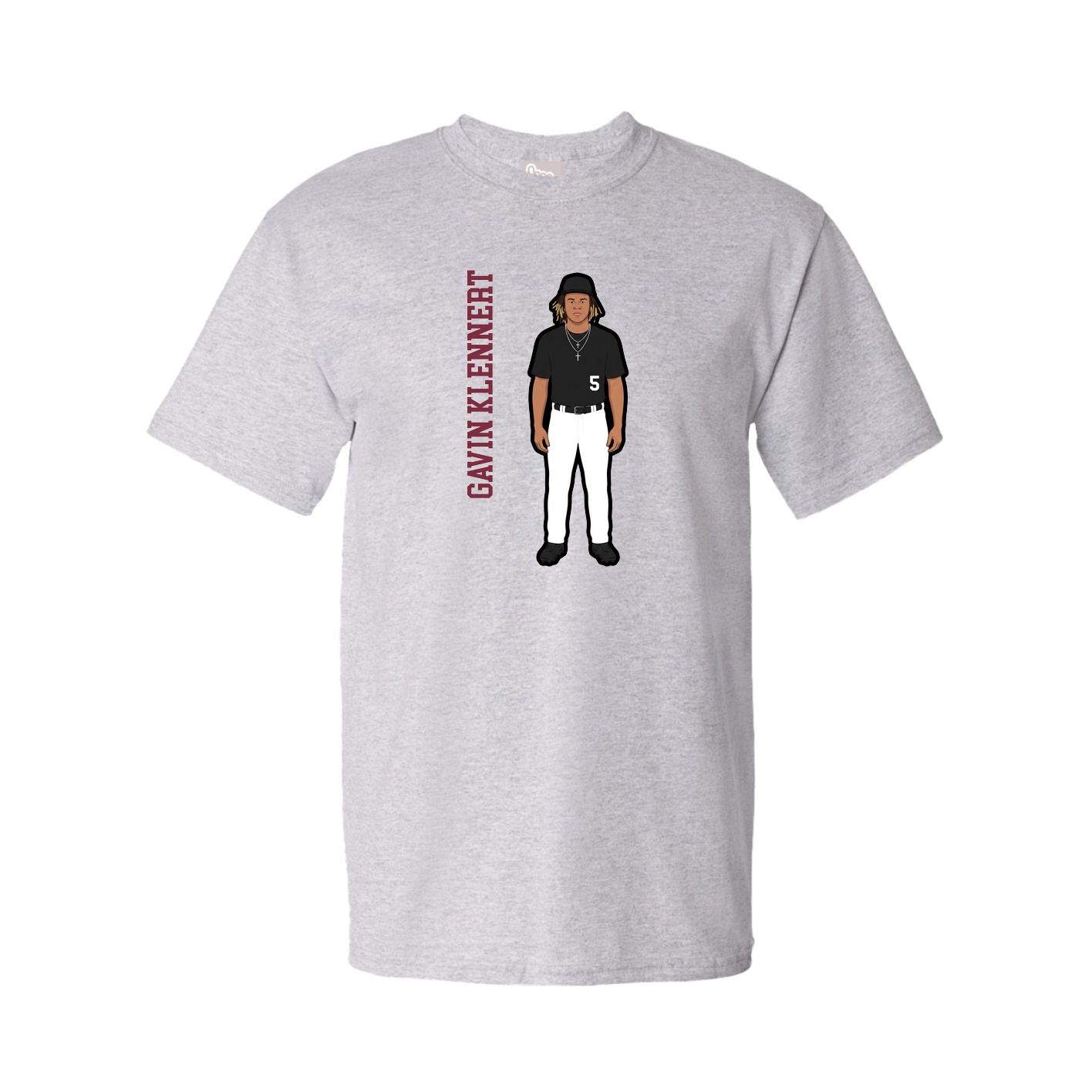 Youth Tee — Name Vertical in Grey
