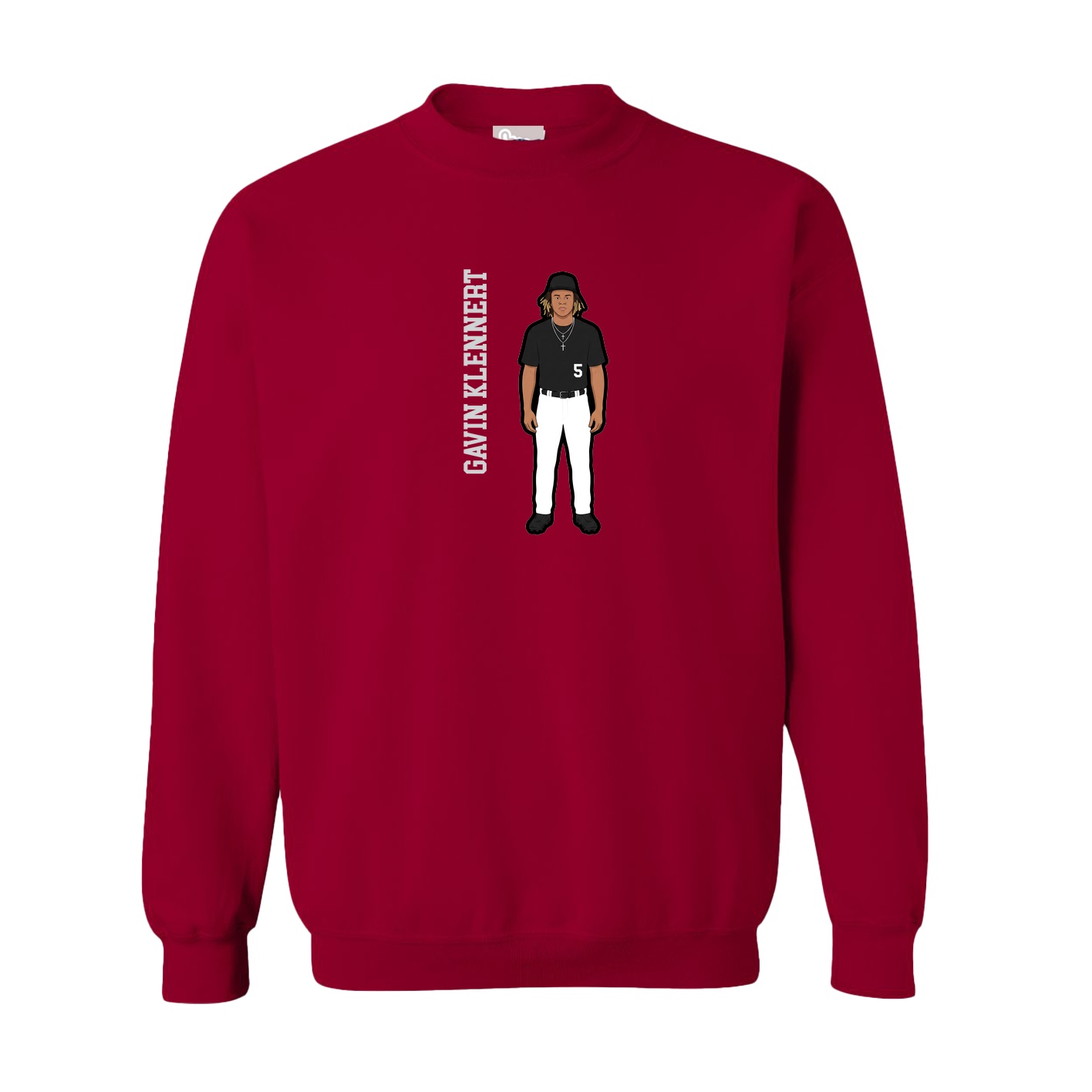 Fleece Crew — Name Vertical in Cardinal