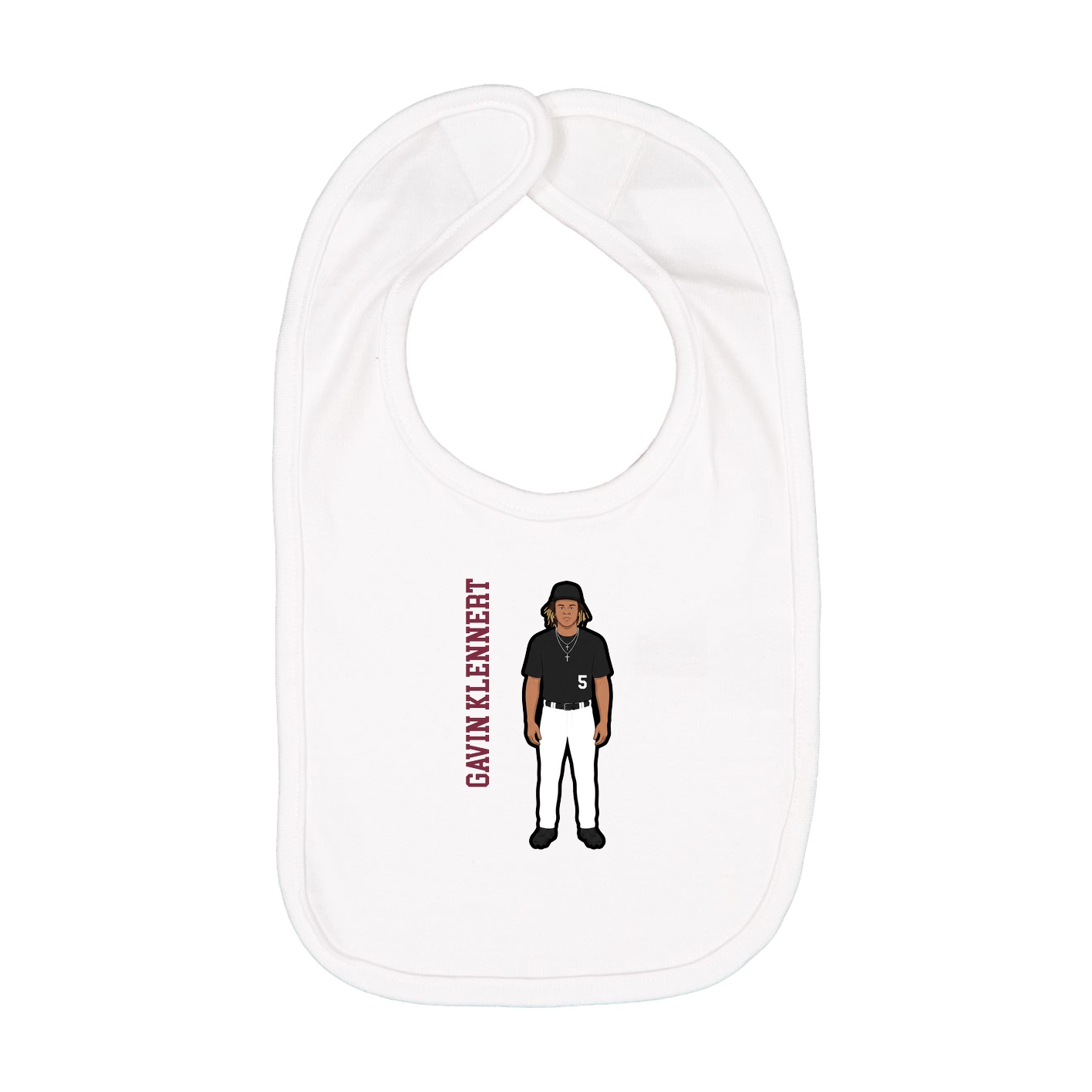 Infant Bib — Name Vertical in White