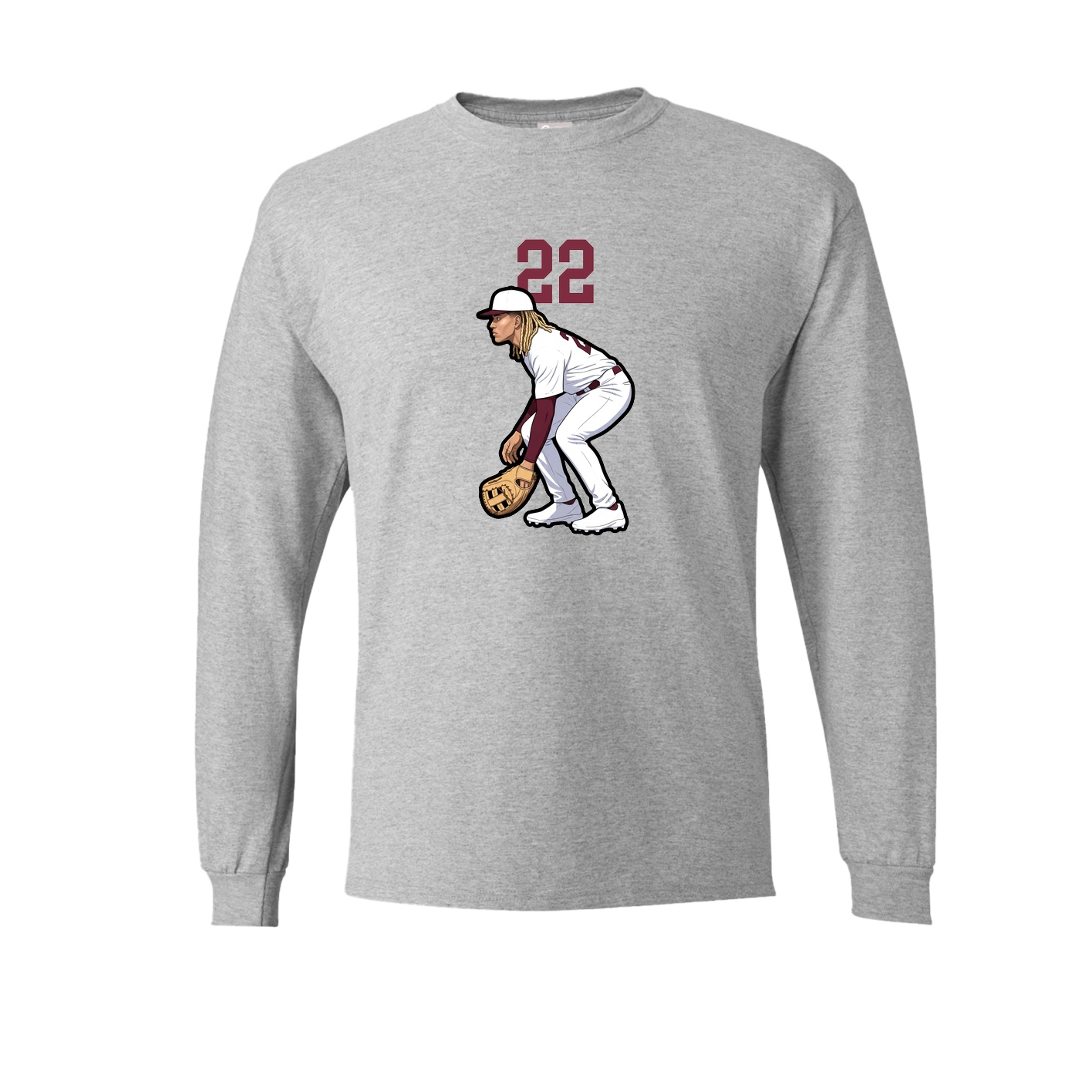 Long Sleeve Tee — Number Top in Grey